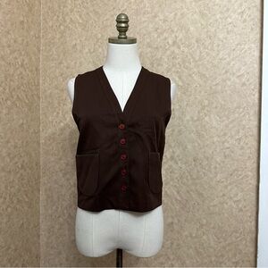 VTG 80s 90s Dark Brown Button Up Vest
